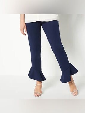 NWT Womens Truth + Style Ruffle Hem Navy Blue Crop Pants / Size 1X